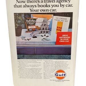 Vintage 1959 Gulf Oil The Travel Agency with Pumps Ad Advertisement